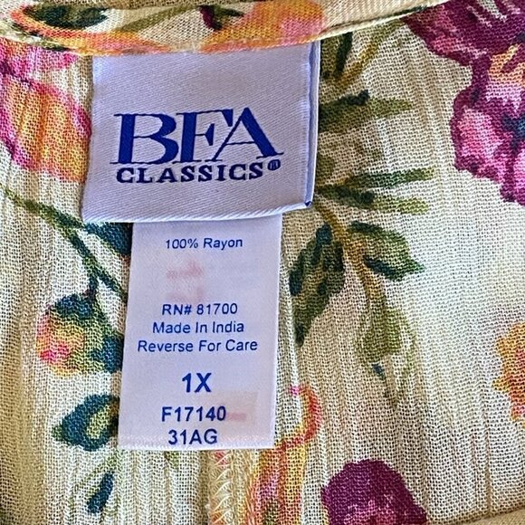 VTG BFA Classics Butter Yellow Floral Maxi Dress Plus Sz 1X #343C - Picture 6 of 7
